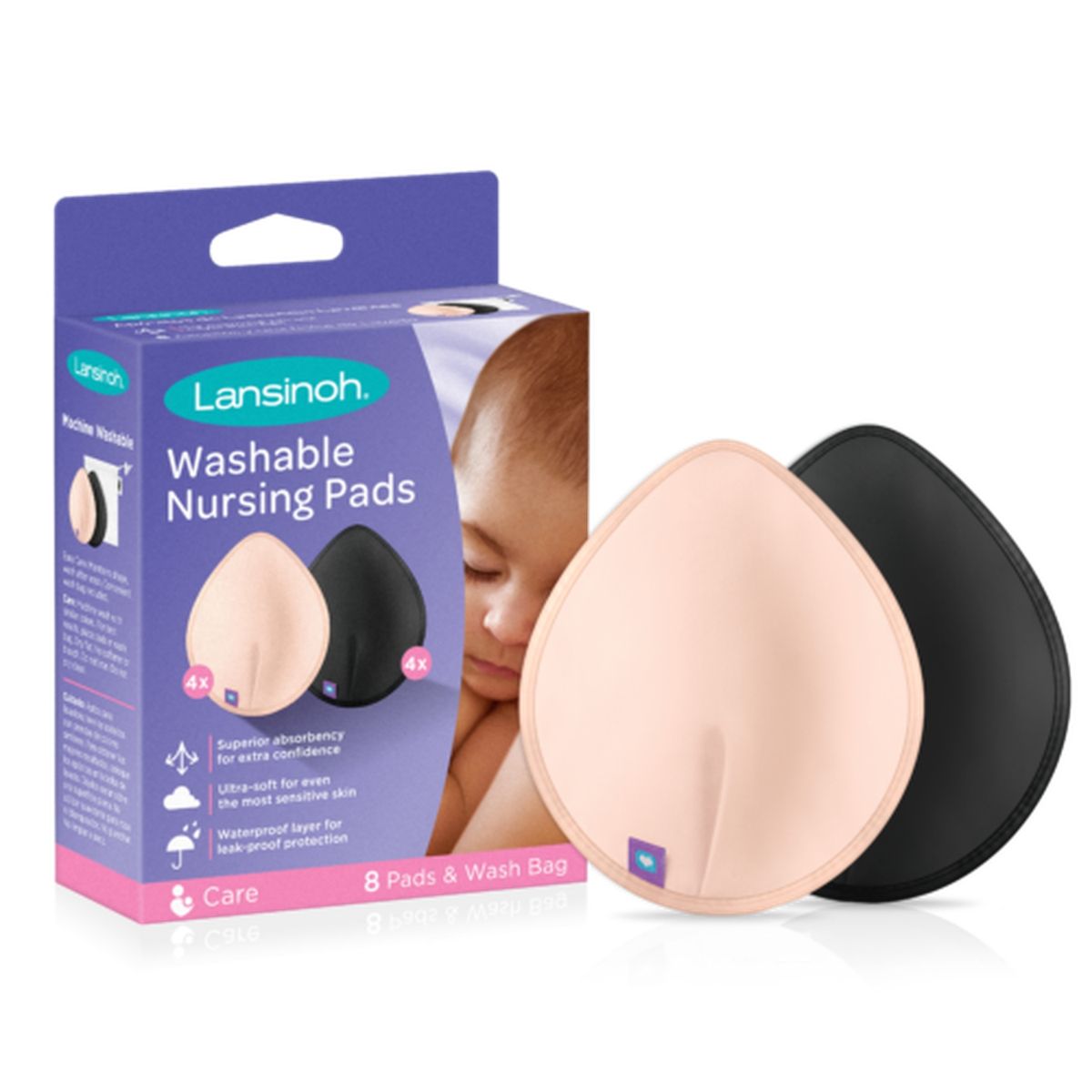 LANSINOH - Absorbentes de Leche Reutilizables 2 Colores 8 Unds. Lansinoh