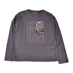 PILLIN - Polera Manga Larga Niño Gris oscuro