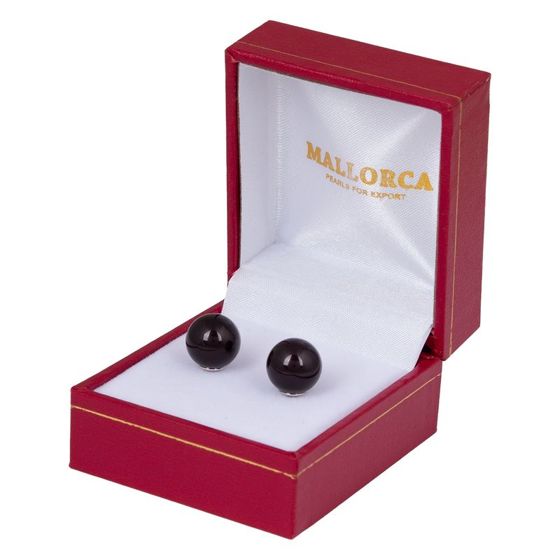 MALLORCA - Aros de Perla Mallorca 10 mm Vastago plata - Marrón Oscuro