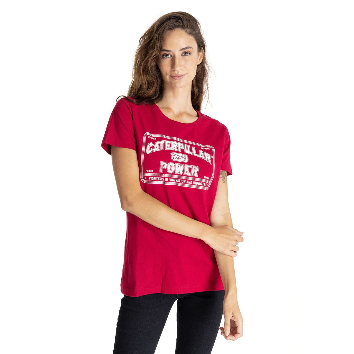 CAT - Polera Manga Corta Mujer Women S Caterpillar Rojo CAT
