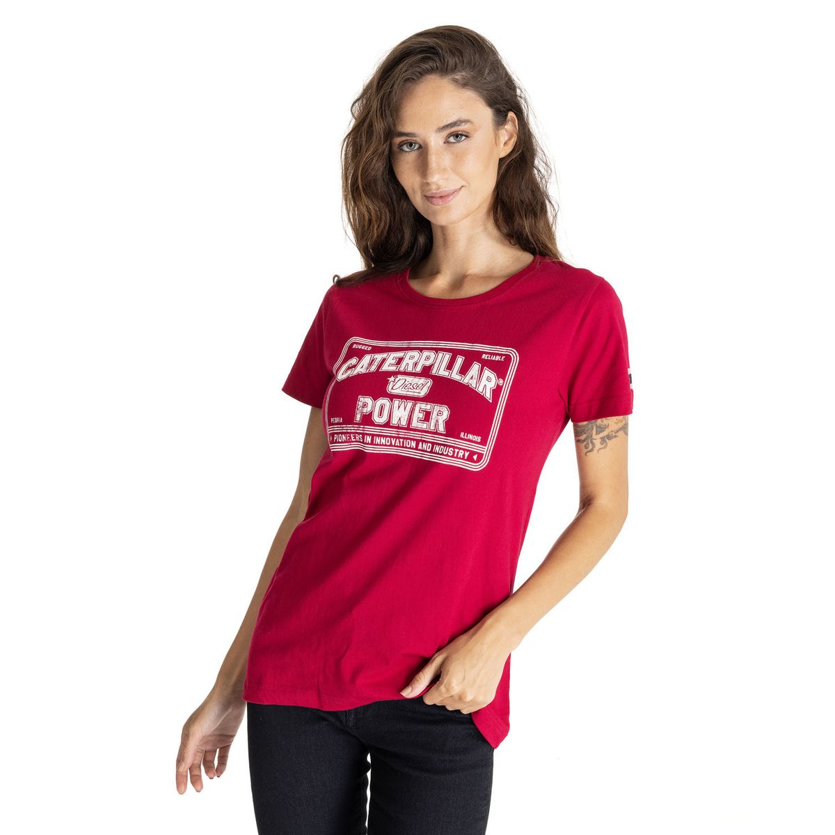 CAT - Polera Manga Corta Mujer Women S Caterpillar Rojo CAT