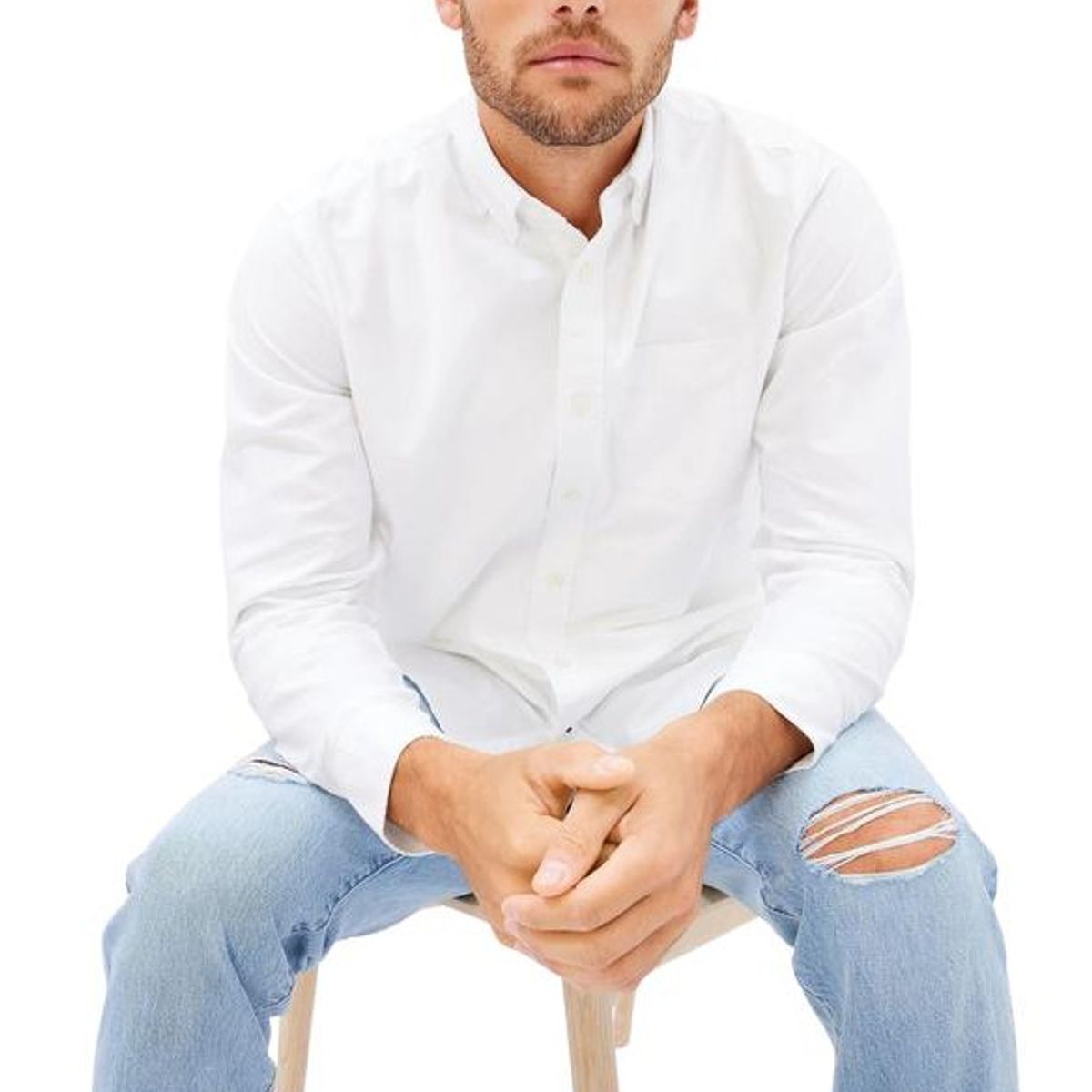 GAP - Camisa Hombre Gap Oxford Manga Larga Blanco