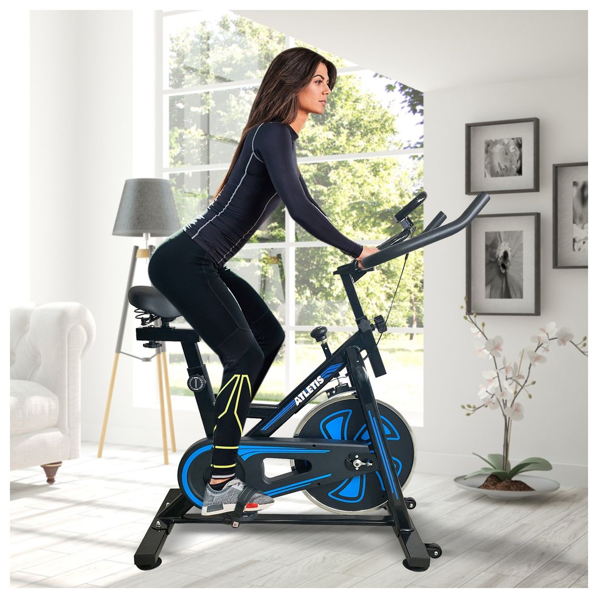 ATLETIS - Bicicleta Spinning Fitness Volante 5 Kg Negro