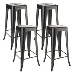 NOVAHUS - Pack 4 Pisos Metal Tolix Negro
