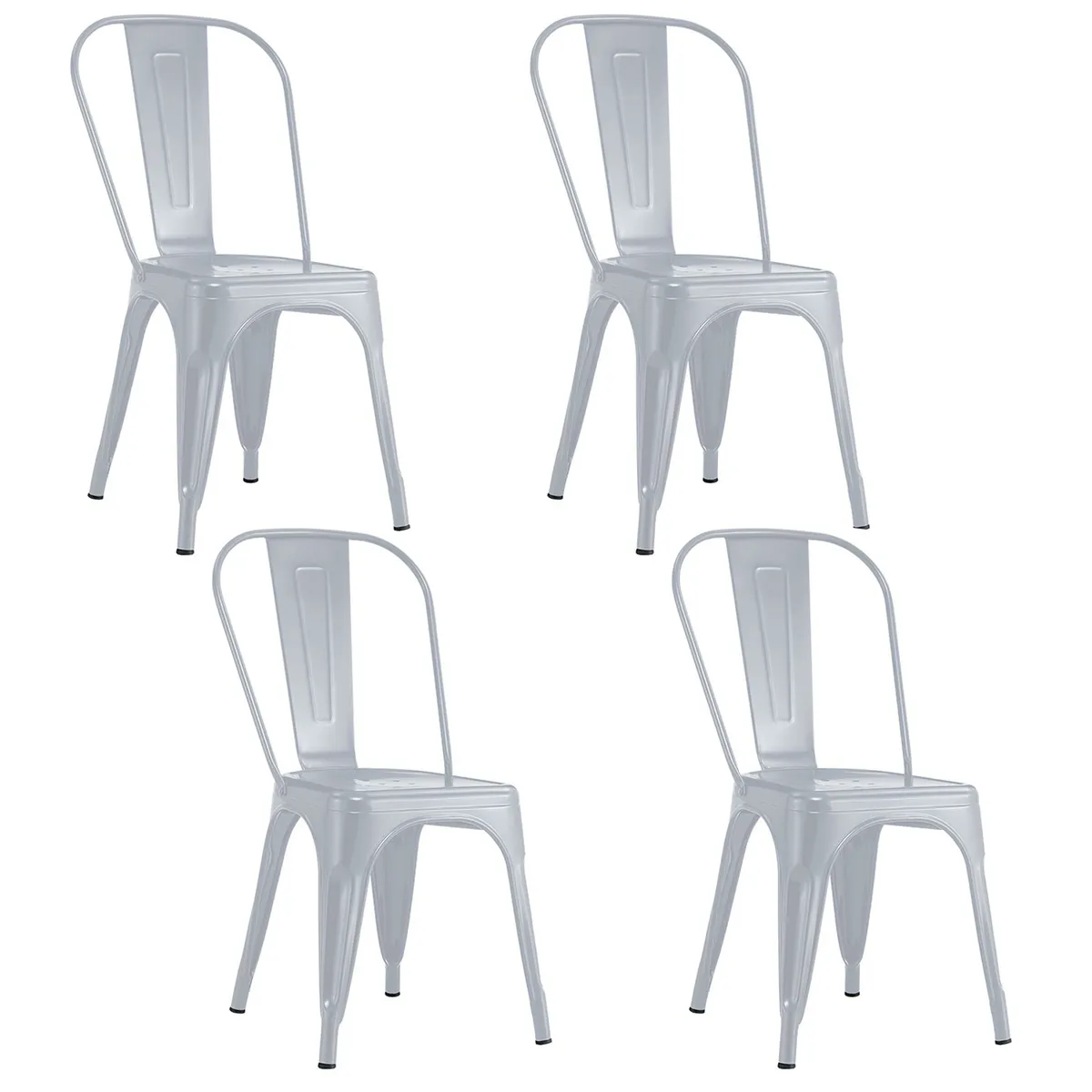 NOVAHUS - Pack 4 Sillas de Metal Tolix Gris