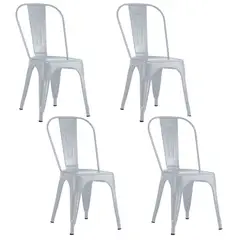 NOVAHUS - Pack 4 Sillas de Metal Tolix Gris