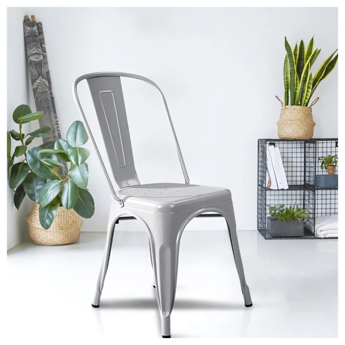 NOVAHUS - Pack 4 Sillas de Metal Tolix Gris