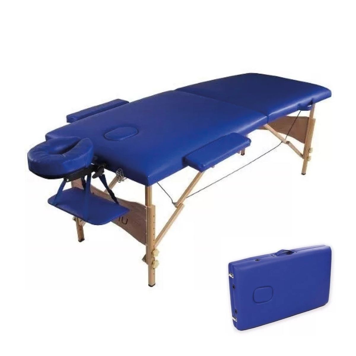 LUMAX - Camilla de Masajes Madera 2 Cuerpos Azul