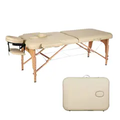 LUMAX - Camilla de Masajes Madera 2 Cuerpos Beige