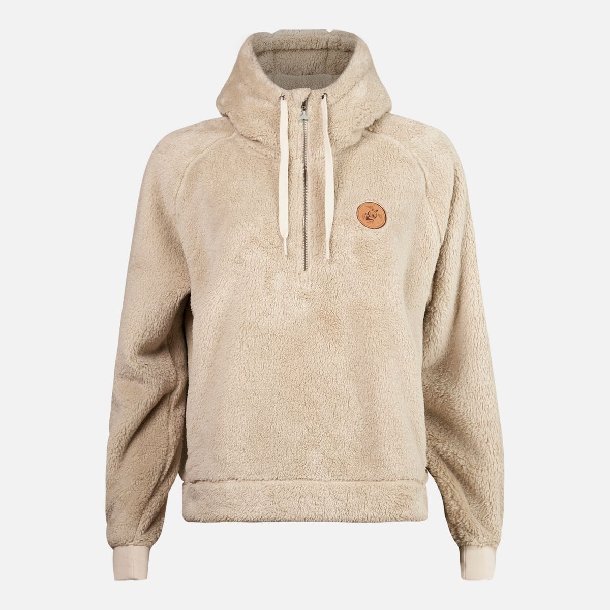 HAKA HONU - Poleron Mujer Cangur-oso Beige Haka Honu