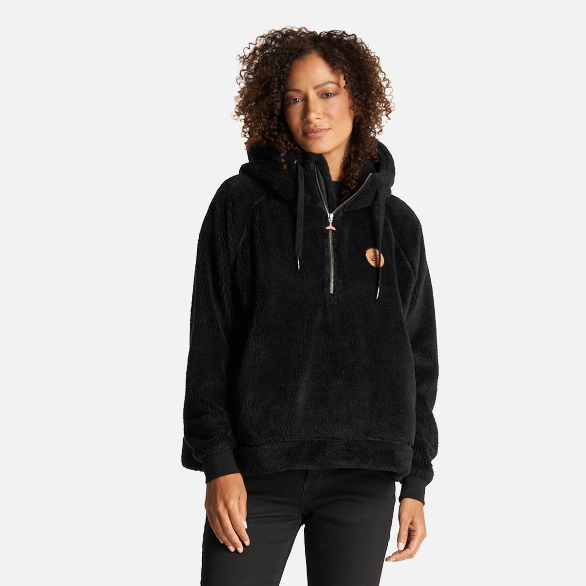 HAKA HONU - Poleron Mujer Cangur-oso Negro Haka Honu