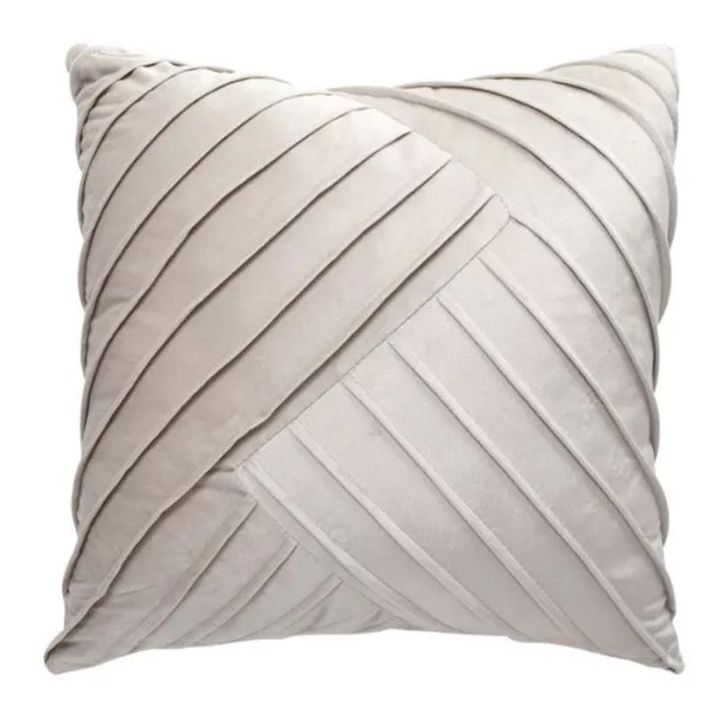 GENERICO - Cojin Velvet Color Tableado 45x45 Textura Terciopelo Beige - S4445C