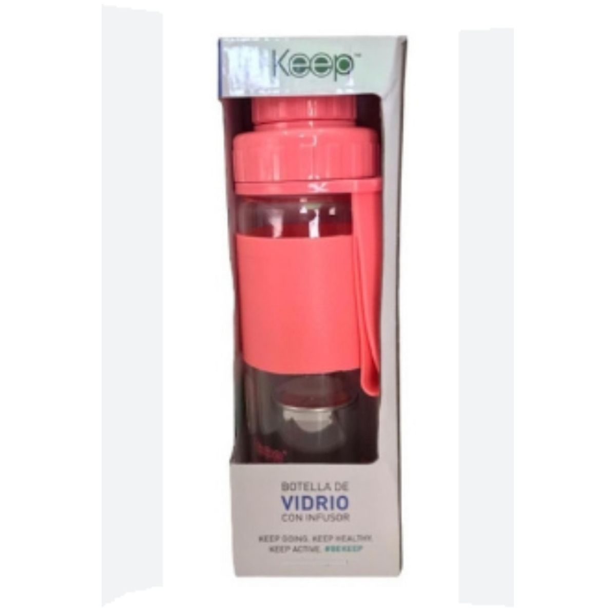 KEEP - BOTELLA VIDRIO CON INFUSOR KEEP ROSADO