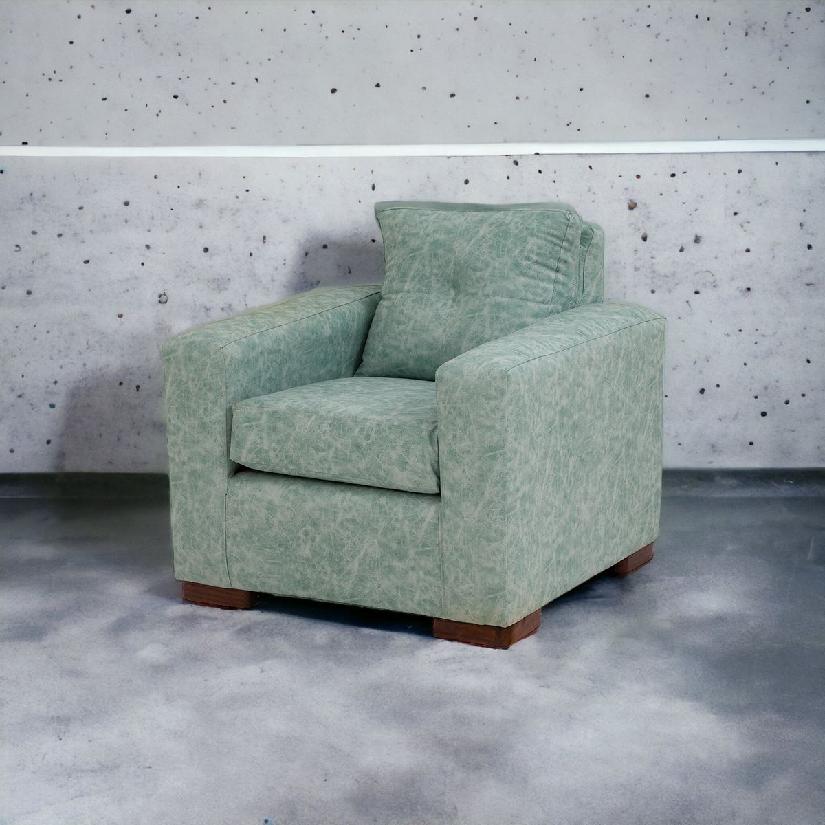 MUEBLES AMERICA - Sofá Franco 1 Cuerpo Cuero Auris  Verde Agua