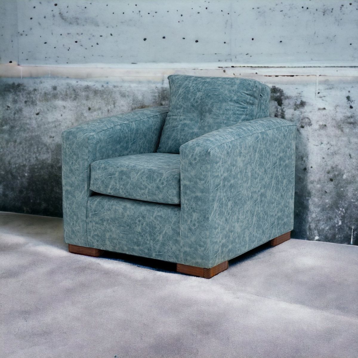 MUEBLES AMERICA - Sofá Franco 1 Cuerpo Cuero Auris Azul Claro