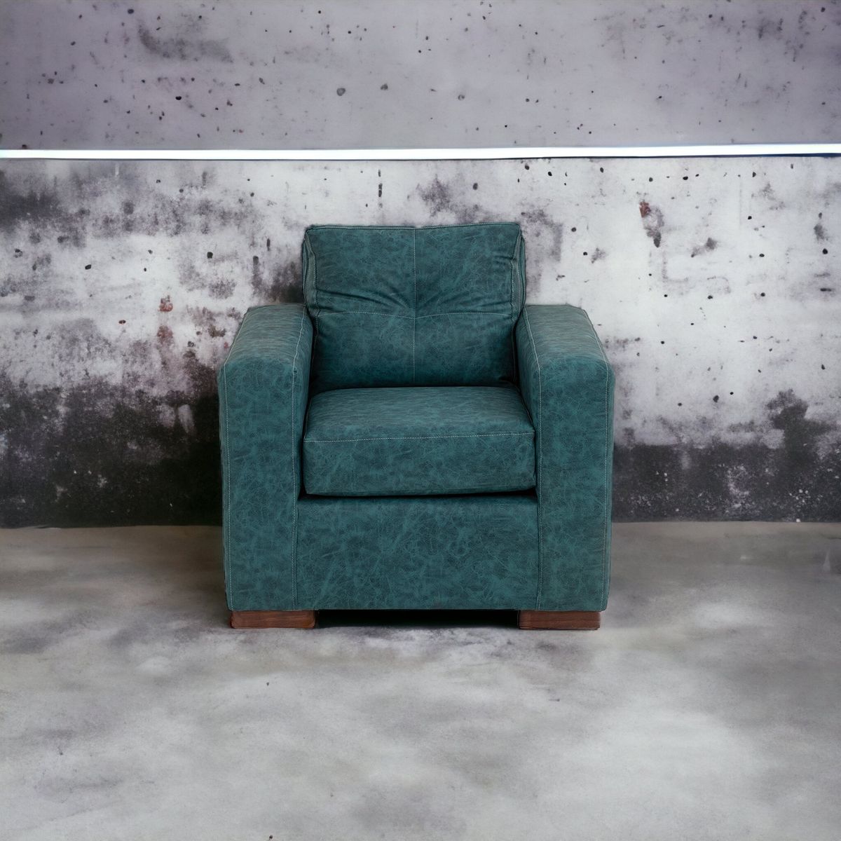 MUEBLES AMERICA - Sofá Franco 1 Cuerpo Cuero Auris  Azul Petróleo