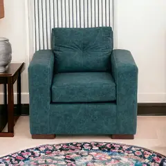 MUEBLES AMERICA - Sofá Franco 1 Cuerpo Cuero Auris Azul Petróleo