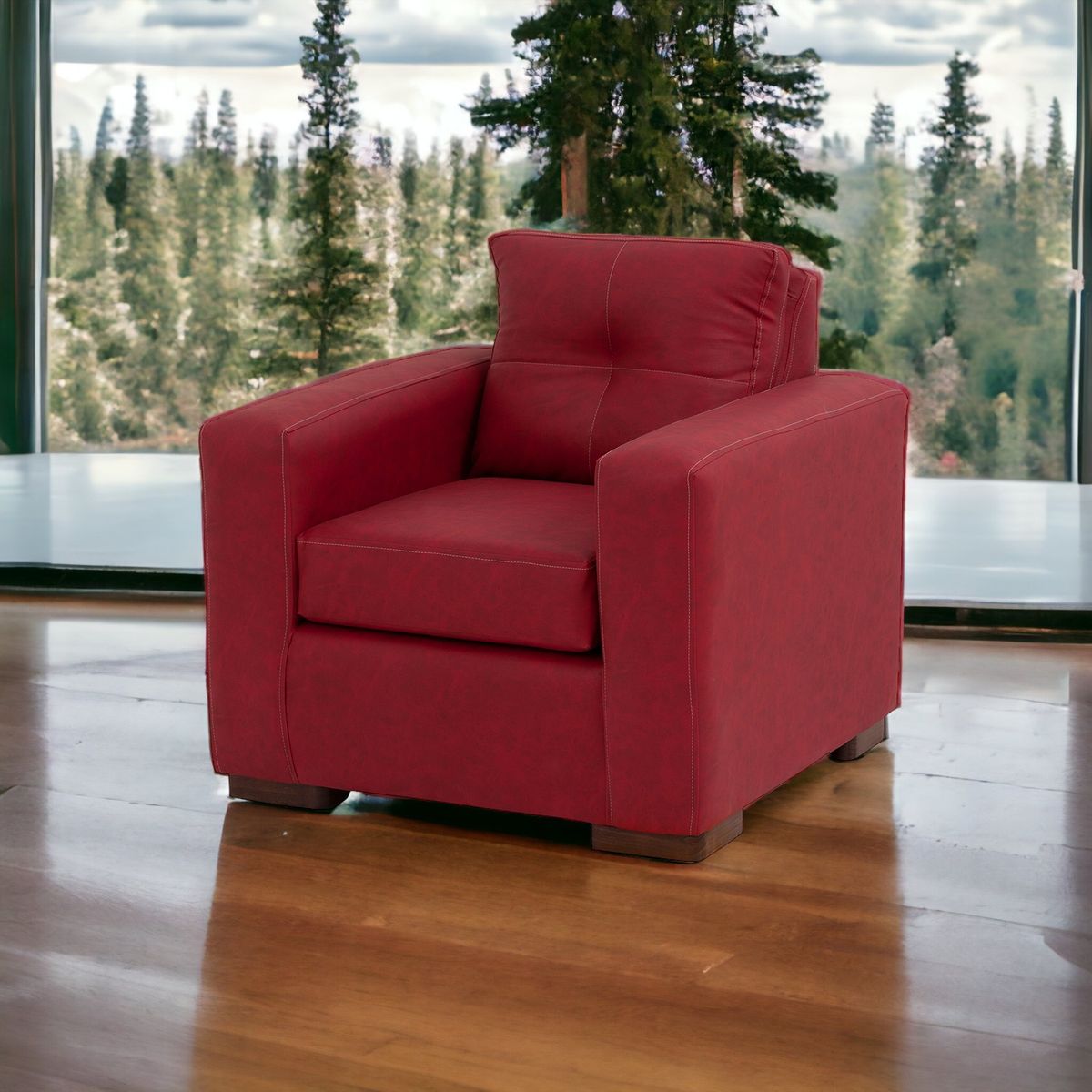 MUEBLES AMERICA - Sofá Franco 1 Cuerpo Cuero Auris Burdeo.