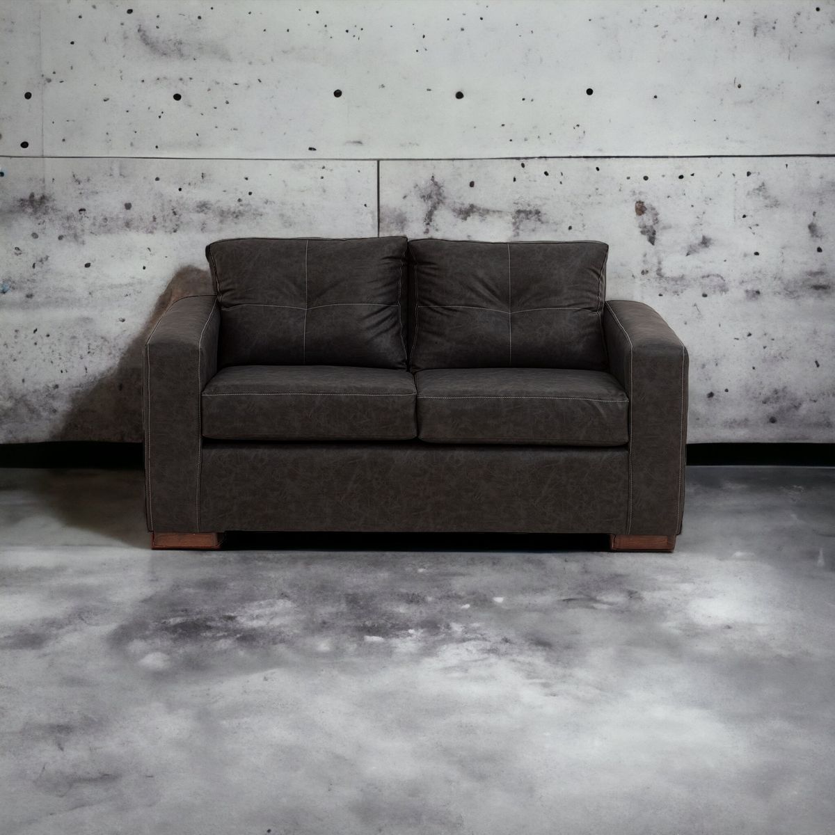 MUEBLES AMERICA - Sofá Franco 2 Cuerpos Cuero Auris Negro