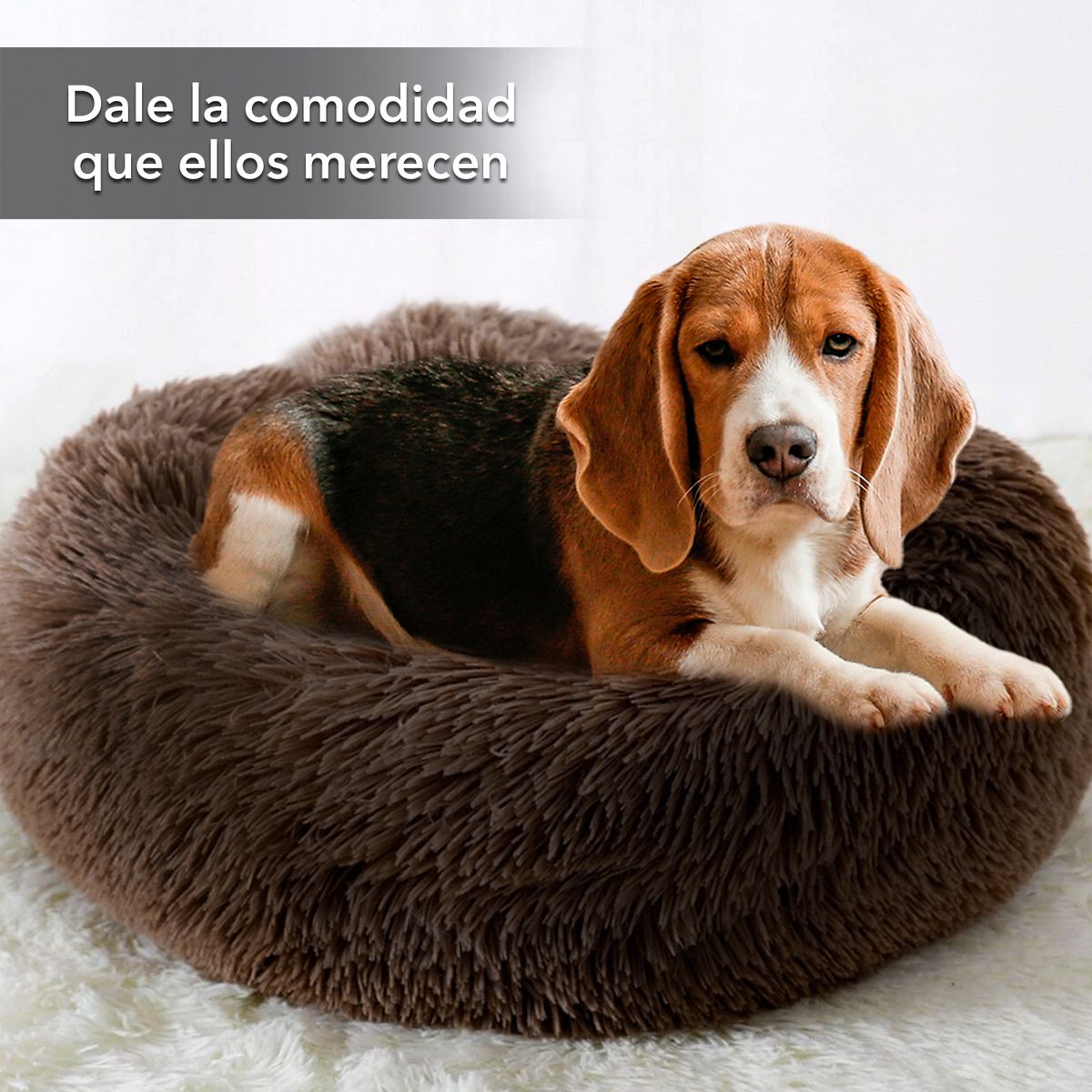 INSPIRACCI - Cama Mascotas Antiestres Circular Felpa L Café