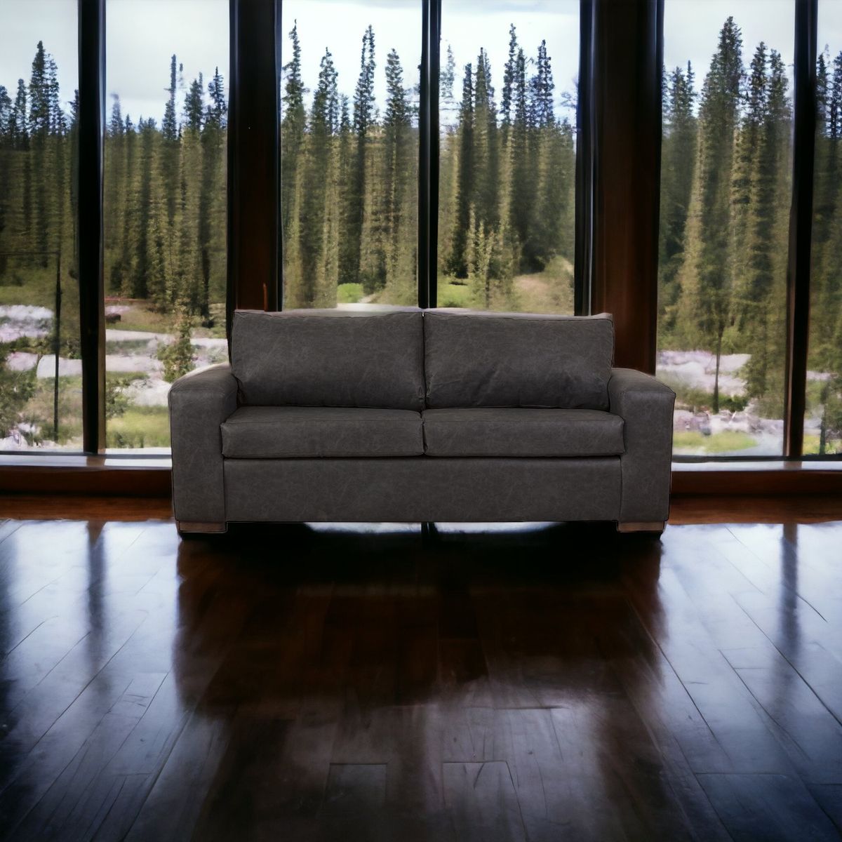 MUEBLES AMERICA - Sofá Infinity 3 Cuerpos Cuero Auris Negro