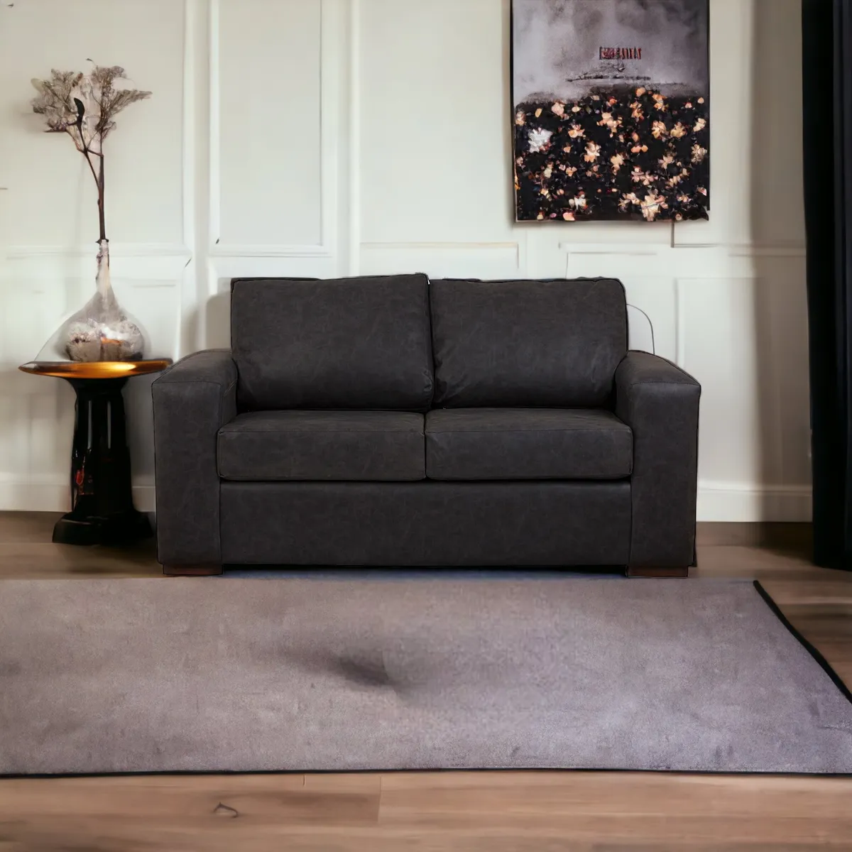 MUEBLES AMERICA - Sofá Infinity 2 Cuerpos Cuero Auris Negro