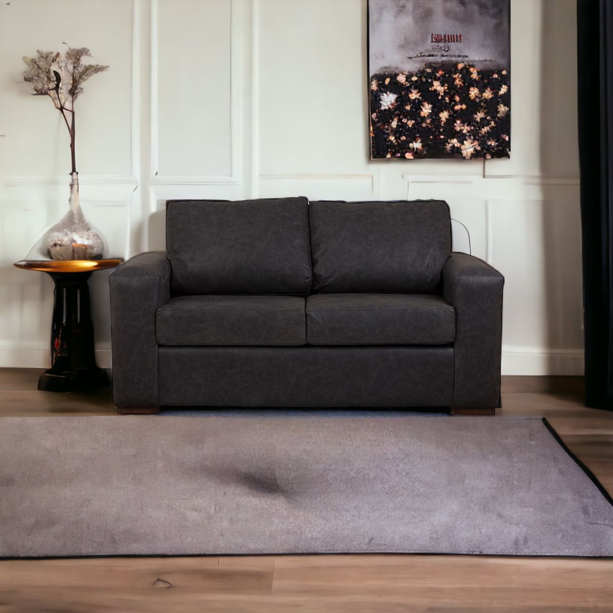 MUEBLES AMERICA - Sofá Infinity 2 Cuerpos Cuero Auris Negro