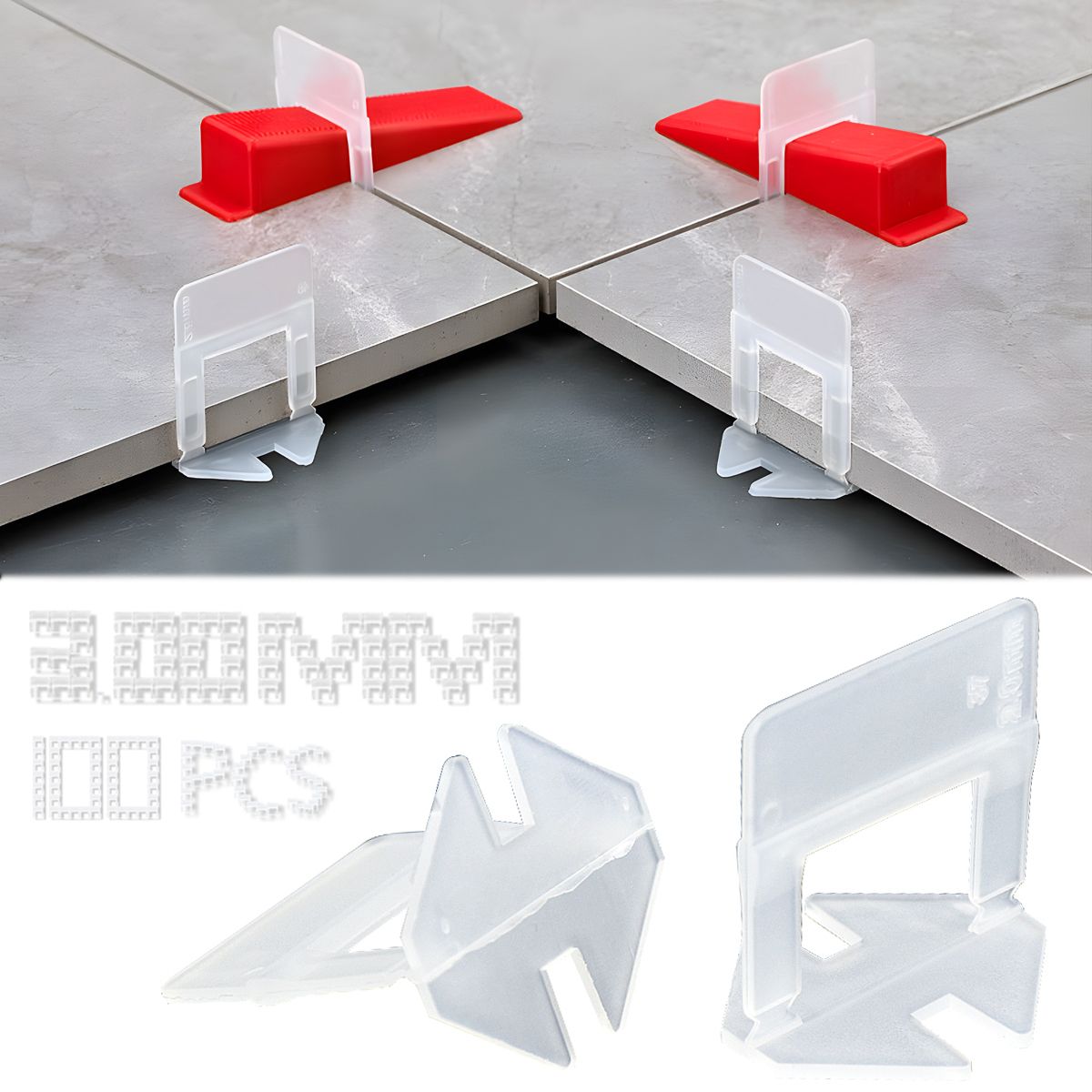 AIZO - 3mm 100 Clip Nivelador De Ceramica Porcelanato Separador