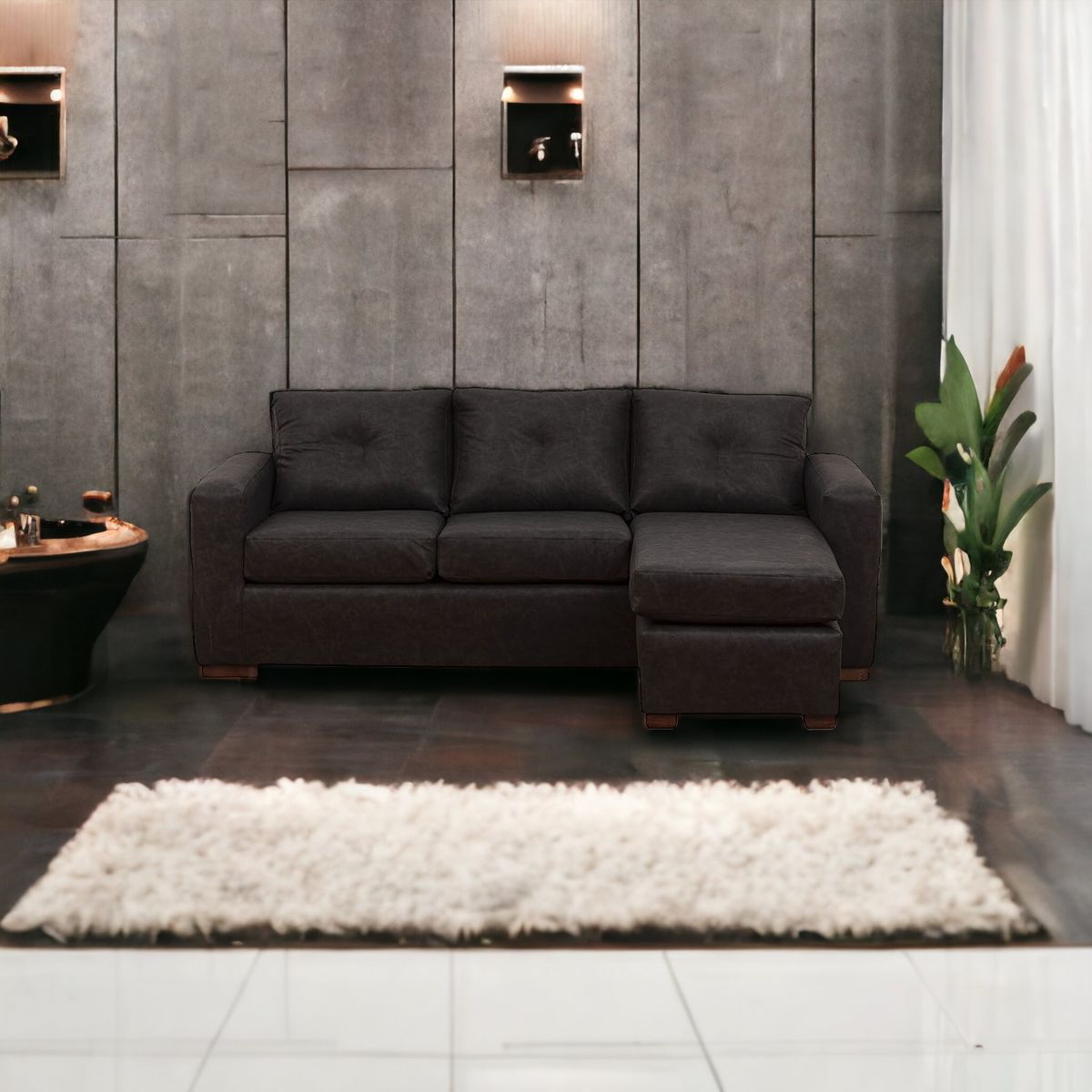 MUEBLES AMERICA - Seccional Multiposiciones Magic Cuero Auris Negro