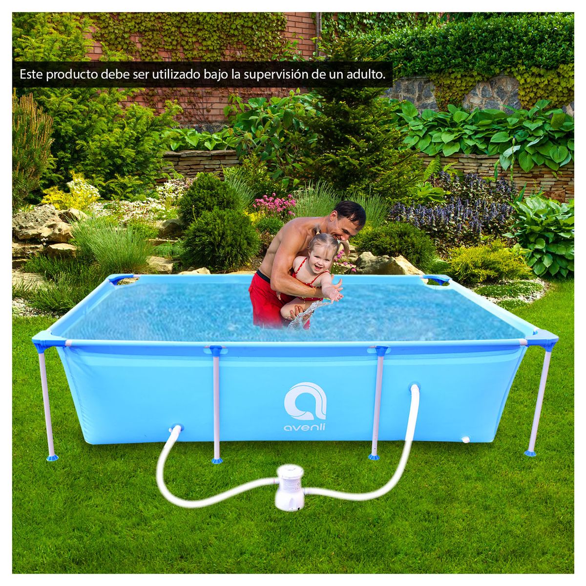 AVENLI - Piscina con Filtro 2612L 66x179x258 cm Celeste