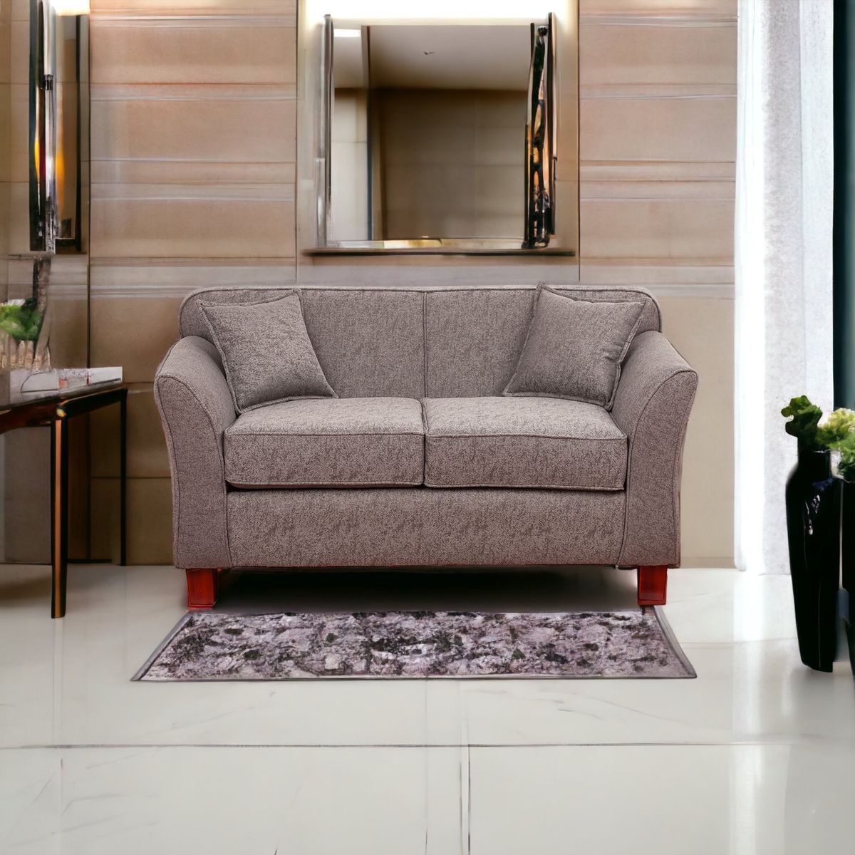 MUEBLES AMERICA - Sofá Lady 2 Cuerpos Lino Gris