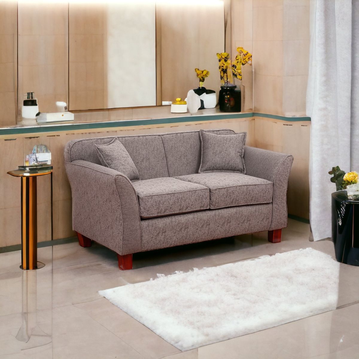 MUEBLES AMERICA - Sofá Lady 2 Cuerpos Lino Gris