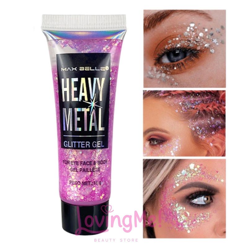 MAX BELLE - Heavy Metal Glitter En Gel Rosado
