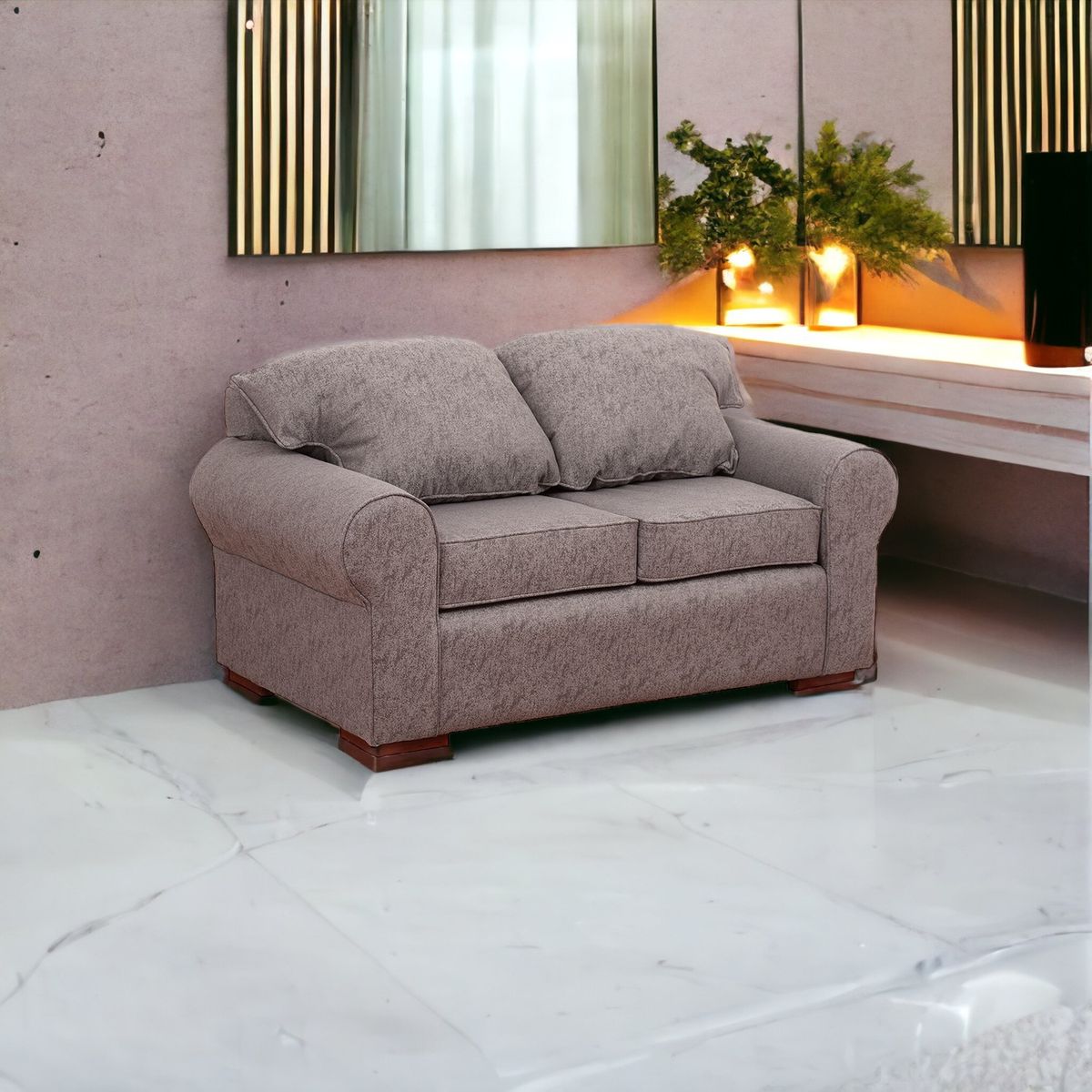 MUEBLES AMERICA - Sofá Moscú 2 Cuerpos Lino Gris