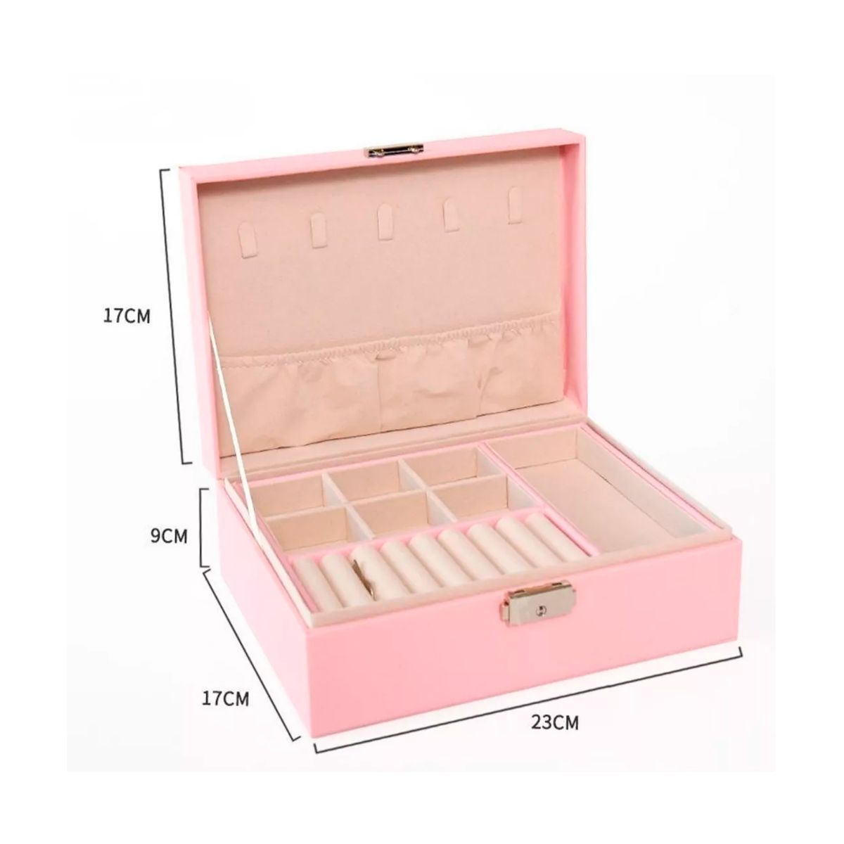 GENERICO - Maletin Organizador 2 Niveles De Joyas Rosado