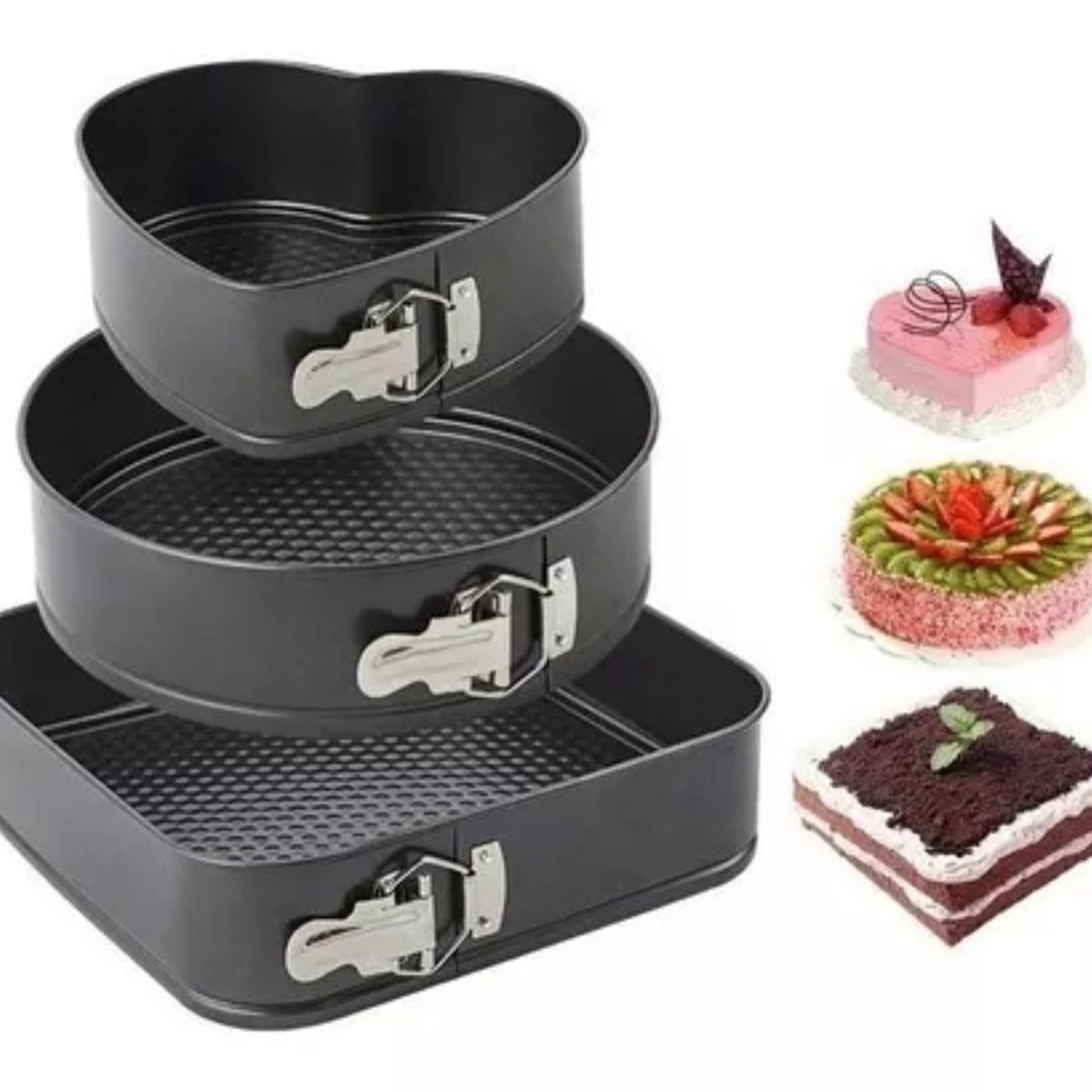 OEM - Pack 3 Moldes Diseño Variado Corazon Antiadherente