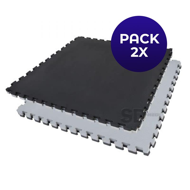 SDFIT - Pack 2x Tatami 4,0 cm grosor - 100 x 100 cm - Negro / Gris