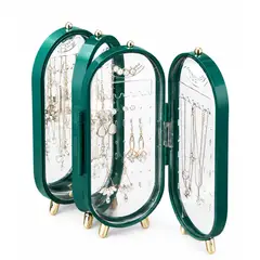 GENERICO - Organizador Joyas Con Espejo Porta Aros Collares Anillos Plegable