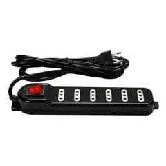 MACROTEL - Alargadores Zapatilla 6 tomas 3mts Con switc Negra