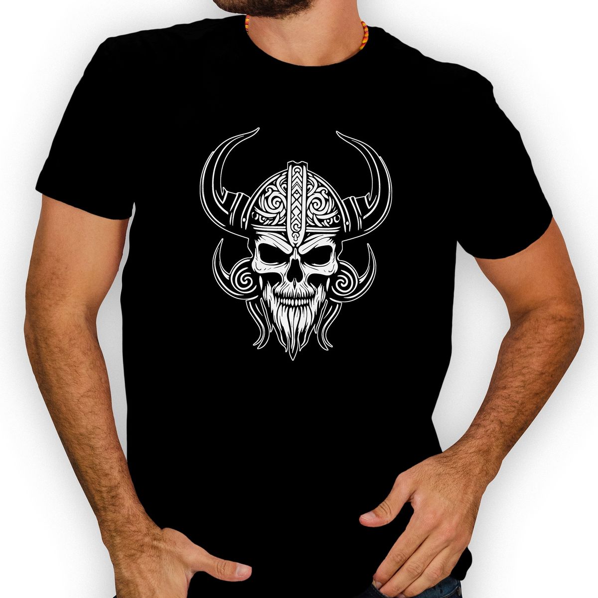 GENERICO - Polera hombre diseño Vikingo Skull calavera D24