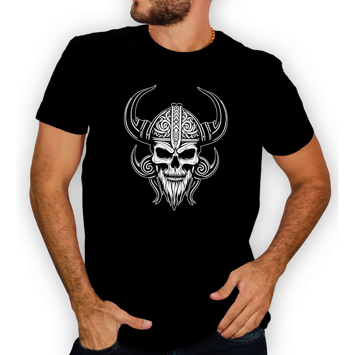 GENERICO - Polera hombre diseño Vikingo Skull calavera D24