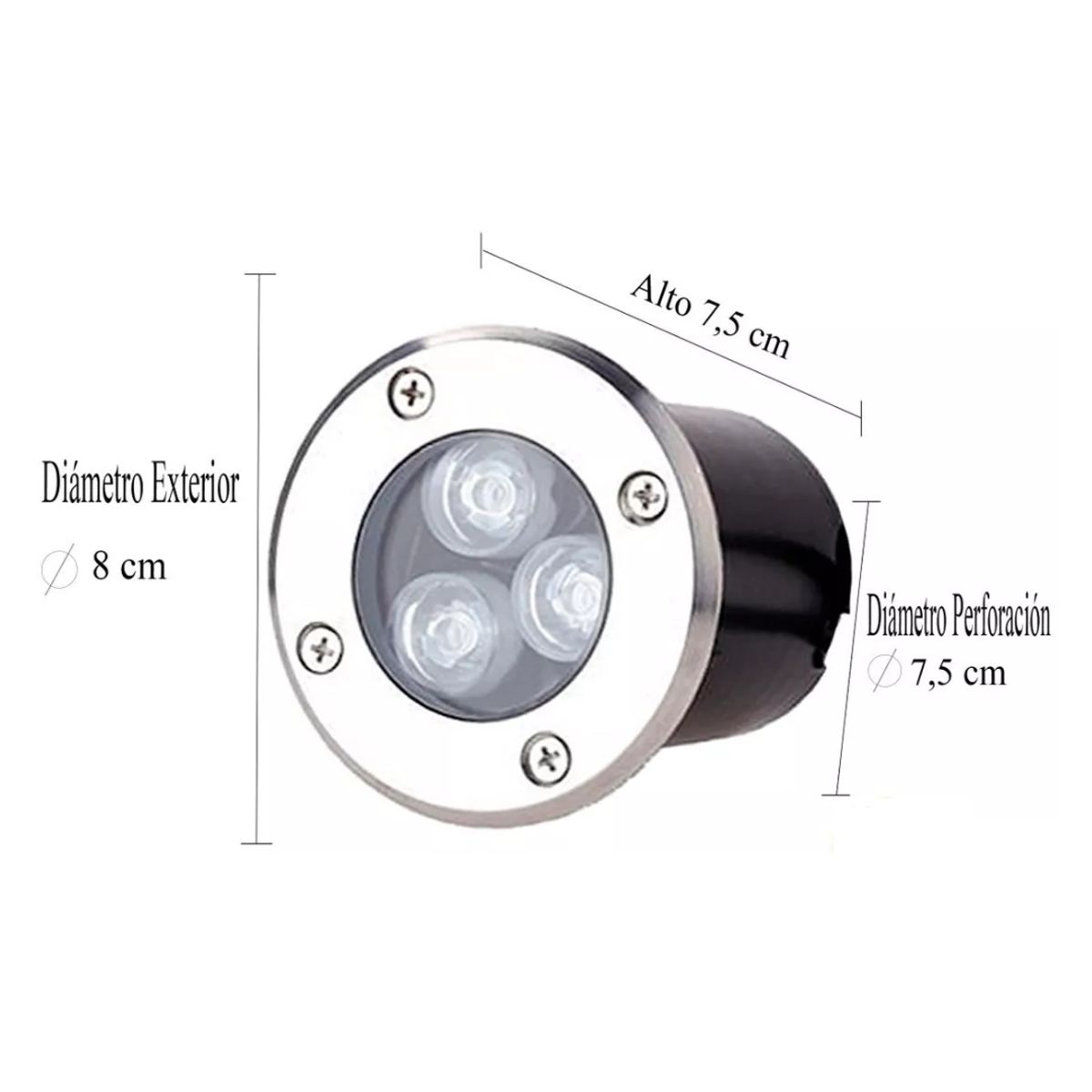 GENERICO - Foco Led Piso 3w Exterior Embutido Luz fria
