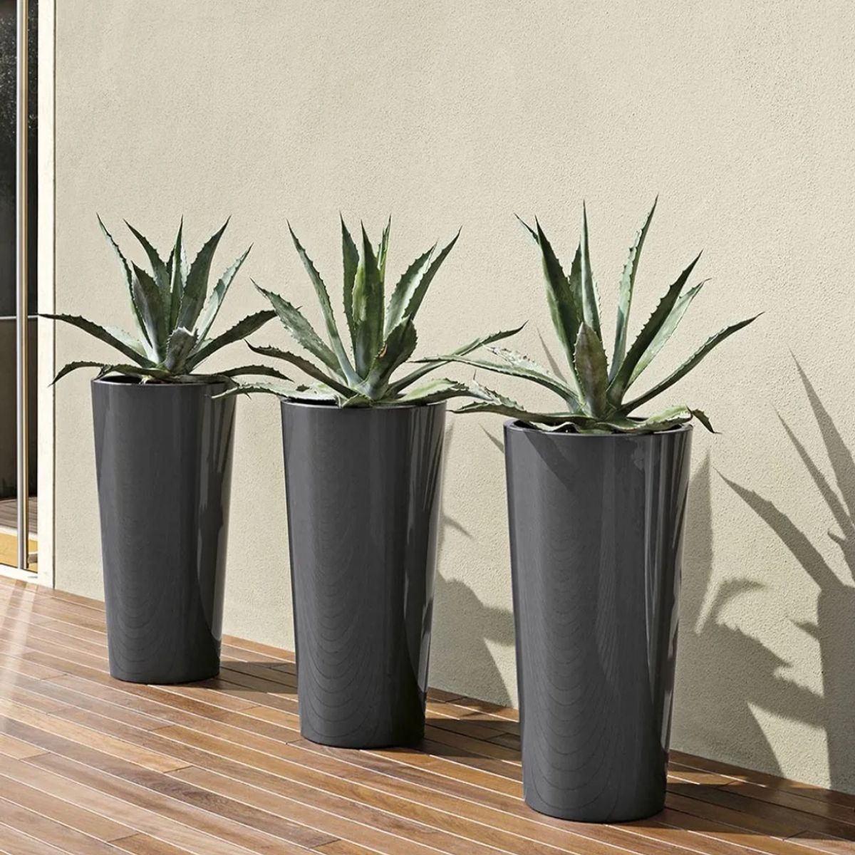 EURO3PLAST - Macetero de plástico doble fondo 40x73 cm color gris antracita