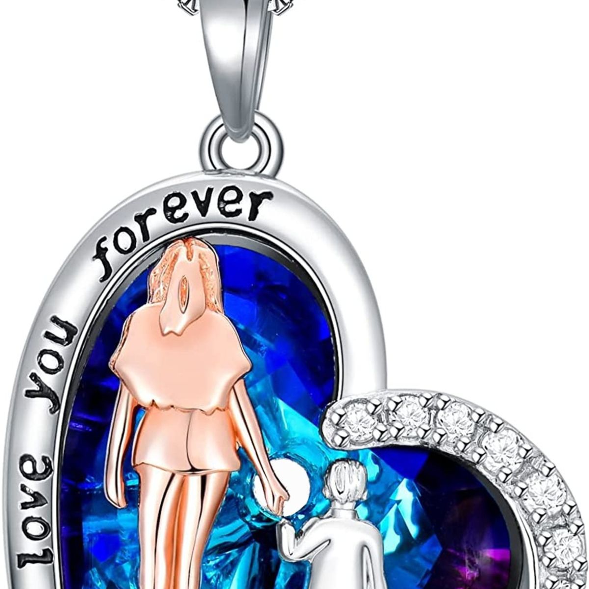 GENERICO - Collar mamá hijo cristal plata 925