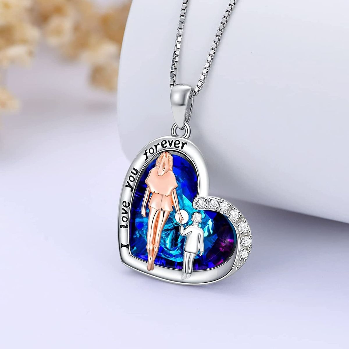 GENERICO - Collar mamá hijo cristal plata 925