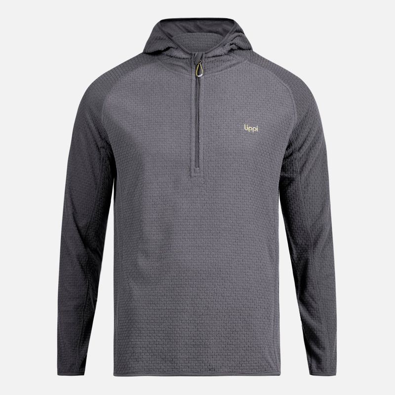 LIPPI - Poleron Hombre Jacaranda Nano-F 1/4 Zip Hoody Gris Oscuro Lippi