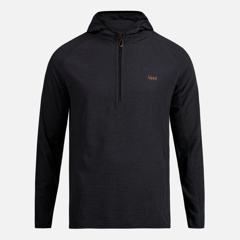 LIPPI - Poleron Hombre Jacaranda Nano-F 1/4 Zip Hoody Negro Lippi