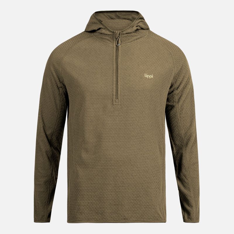 LIPPI - Poleron Hombre Jacaranda Nano-F 1/4 Zip Hoody Verde Militar Lippi