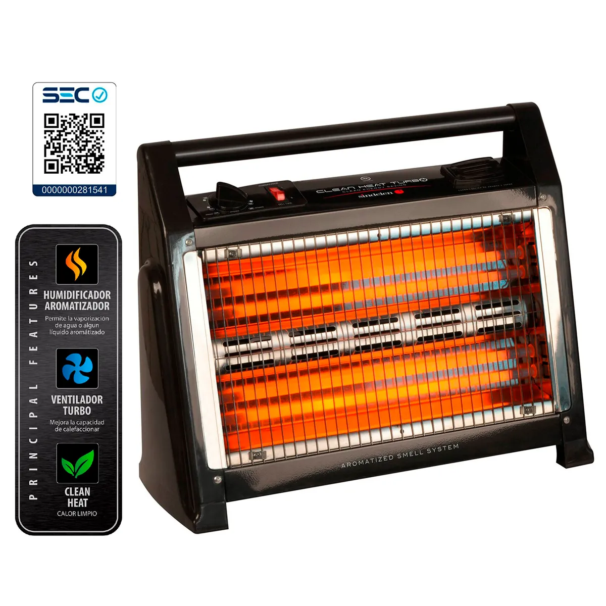 SINDELEN - Calefactor Electrico Estufa Bajo Consumo Sindelen Eeh-1300 25m2 1600W