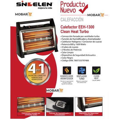 Imagen 2 del producto Calefactor Electrico Estufa Bajo Consumo Eeh-1300 25m2 1600W